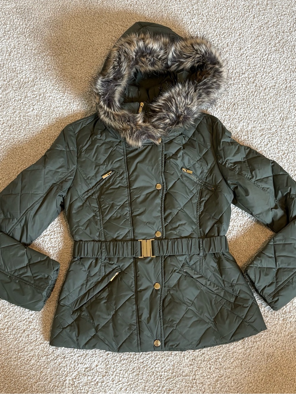 Express olive green puffer coat